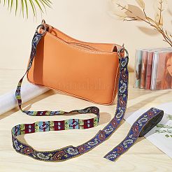 Ruban polyester brodé de style ethnique&nbsp;SRIB-WH0007-02B
