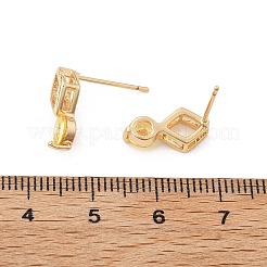 Orecchini a bottone in ottone con micro pavé di zirconi cubici&nbsp;EJEW-G428-20G