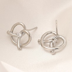 Pendientes con forma de corazón de latón chapado en rack y micro pavé de circonitas cúbicas transparentes&nbsp;EJEW-H143-17P
