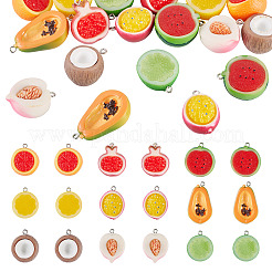 18 pz 9 stili 3d tema frutta pendenti in resina opaca&nbsp;RESI-TA0005-18