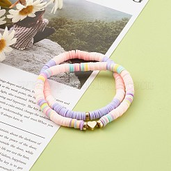 Ensembles de bracelets extensibles en perles heishi en pâte polymère&nbsp;BJEW-JB06301