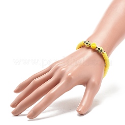 Bracciale elasticizzato con rosa in resina e teschio di plastica&nbsp;BJEW-JB08902