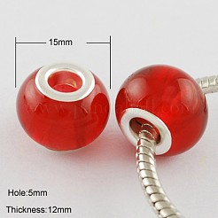 Spruzzo grande buco rondelle misto perline europei di vetro verniciato&nbsp;X-GPDL-R002-M1