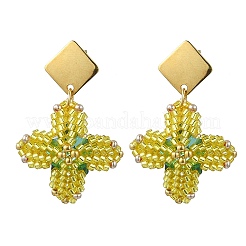 Boucles d'oreilles pendantes en acier inoxydable 304 avec perles de verre en forme d'étoile&nbsp;EJEW-MZ00332-01