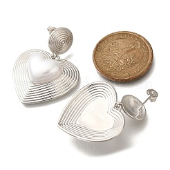 Pendientes colgantes de latón con forma de corazón y baño de rejilla&nbsp;EJEW-H143-16P