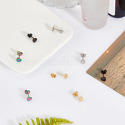 8 pieza de pendientes de corazón de hierro de 4 colores para mujer&nbsp;EJEW-AN0002-86