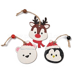 9 ensemble de décorations de pendentif en bois de Noël de 3 styles&nbsp;WOOD-U004-01H