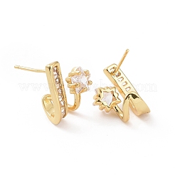 Orecchini a bottone con stella in zirconi chiari&nbsp;EJEW-C040-04G