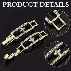 8 pz. 4 stili di fermaglio per cinturino per orologio con fiocco in ottone placcato e zirconi cubici trasparenti&nbsp;ZIRC-ME0001-04G