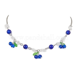 2 collier à bavette en verre craquelé et cristal de quartz naturel pour femme&nbsp;NJEW-JN05203