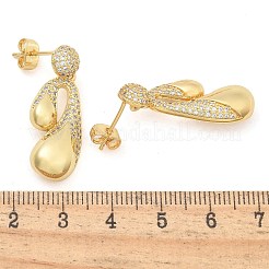 Pendientes de tuerca de circonita cúbica transparente con micro pavé de latón chapado en rack para mujer&nbsp;EJEW-C125-21D-G