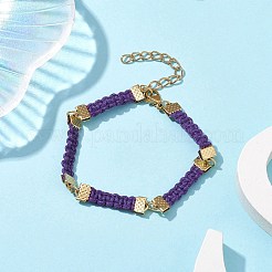 Braccialetti con catena a maglie rettangolari intrecciate in poliestere cerato&nbsp;BJEW-JB10000-03