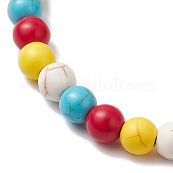 Ensemble de 2 bracelet extensible composé de perles rondes en turquoise synthétique teintée et de perles ovales en bois (2 styles différents).&nbsp;BJEW-JB11539