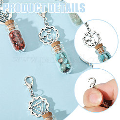 Pendentif en verre pour bouteille de souhaits avec 7 chakra en aventurine rouge naturelle&nbsp;HJEW-FH00148