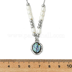 Colliers pour femmes avec pendentif ovale en nacre d'ormeau naturelle&nbsp;NJEW-JN06223