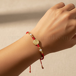 Geflochtene Armbänder aus Messing mit Heiligenmedaille&nbsp;EA4269-2