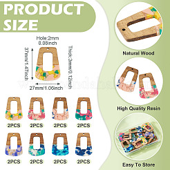 16 pz 8 colori resina e pendenti in noce&nbsp;FIND-TA0006-48