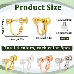 32 Stück 4 Farben Messing Micro Pave Zirkonia Schraubclip-Ohrring-Beschläge&nbsp;KK-SC0005-55