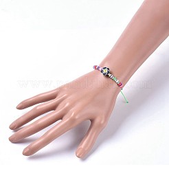 Verstellbarer Nylonfaden Kind geflochtene Perlen Armbänder&nbsp;BJEW-JB04453-M