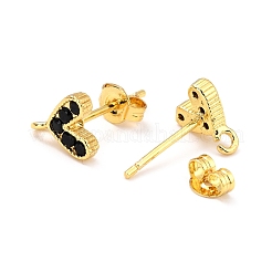 Orecchini a bottone in ottone con zirconi cubici micro pavè&nbsp;ZIRC-D120-04G-03