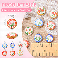 12 pendentif en porcelaine imprimée à la main&nbsp;PALLOY-SW00123