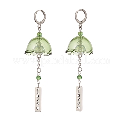 4 Paar 4-farbige Windspiel-Ohrringe aus Glas mit Blumenmotiv&nbsp;EJEW-TA00209