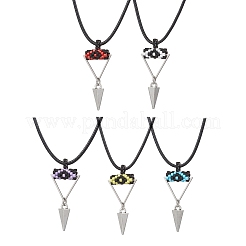 Colliers avec pendentif en forme de cône pyramidal en alliage et perles de rocaille en forme de cylindre&nbsp;NJEW-MZ00105