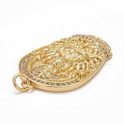 Ciondoli in ottone con placcatura a cremagliera con micro pavé di zirconi chiari&nbsp;KK-M229-11G