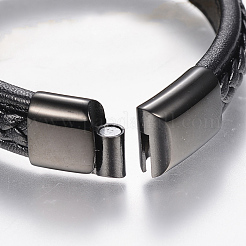 Bracciali di corda di pelle intrecciato &nbsp;BJEW-H561-10C