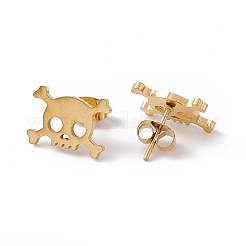 Pendientes pequeños de calavera hueca de acero inoxidable 304 para mujer&nbsp;STAS-A065-06G
