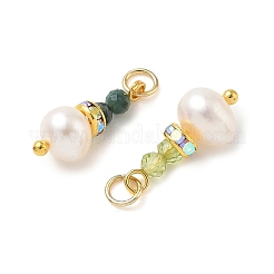 3 pezzo 3 stili sfaccettati peridoto naturale e agata muschiata e avventurina verde naturale e pandani di perle patata&nbsp;PALLOY-JF06048-03