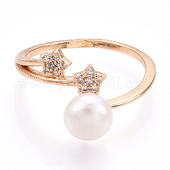 Fingerring aus Naturperle mit Sternen und kubischem Zirkonia&nbsp;PEAR-N020-06K