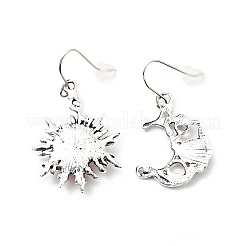 Orecchini asimmetrici luna e sole con perline in resina&nbsp;EJEW-C036-01C