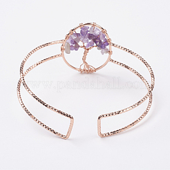 Natürliche Edelstein Chip Perlen Manschette Armreifen&nbsp;BJEW-L624-A
