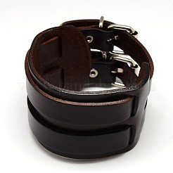 Trendigen Retro Unisex-Punk-Rock-Stil breite Lederband Armband Armbänder&nbsp;BJEW-L277-M