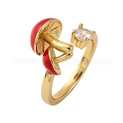 Bagues de manchette ouvertes en laiton avec micro pavé de zircone cubique pour femmes&nbsp;RJEW-U057-26G-02
