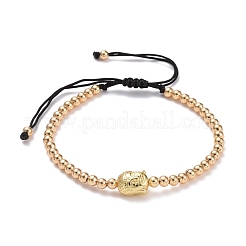 Runde geflochtene Bettarmbänder aus natürlichem Schneeflocken-Obsidian&nbsp;BJEW-JB07096