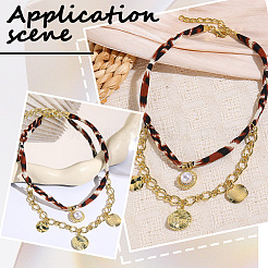 Collane con colletto in poliestere con pendente in lega di cristallo e strass con perla imitazione per le donne&nbsp;NJEW-SP0001-17A
