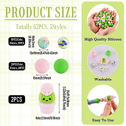 62 pz 5 stili 3d perline in silicone tridimensionali&nbsp;SIL-TA0003-53A
