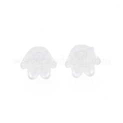 Capuchons de perles acryliques imitation gelée à 6 pétale&nbsp;JACR-T002-02G