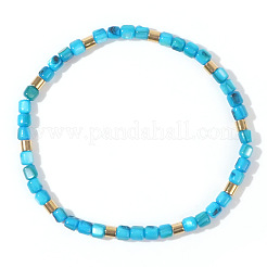 Pulseras elásticas de cuentas de columna de concha natural de estilo bohemio para mujer&nbsp;WU0042-3