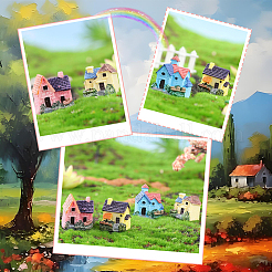 8 Stück 4 Stile Harz Villa Haus Figuren Display Dekorationen&nbsp;DJEW-SP0001-18