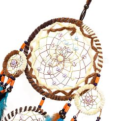Web/rete intrecciata in abs stile indiano con decorazioni pendenti in piume&nbsp;AJEW-B016-06