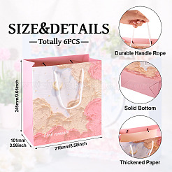 6 Stück rechteckige Geschenktüten aus Papier mit Blumen und Seilgriffen&nbsp;ABAG-TA0001-29A