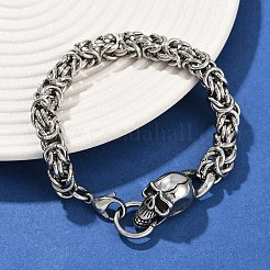 9 mm 201 Edelstahl Totenkopf byzantinische Kette Armbänder für Männer und Frauen&nbsp;BJEW-B143-07ASP