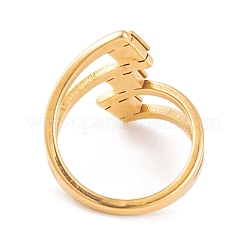 Anello quadrato in acciaio inossidabile 304 con placcatura sotto vuoto in PVD per donna&nbsp;RJEW-C086-24-G