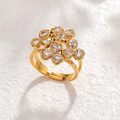 Fingerringe aus Edelstahl 304 und klarem Zirkonia&nbsp;WGAD5E2-01