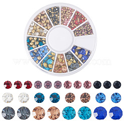 Cabochons en verre avec strass de dos avec point&nbsp;RGLA-YS0001-03
