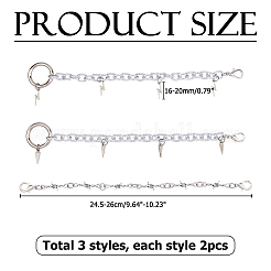 6 Stück 3 Stil Aluminium-Boot-Strap-Ketten&nbsp;HJEW-HS00095