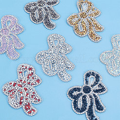 7 Stück 7 Farben Bowknot Glitzer Hotfix Strass&nbsp;DIY-FG0002-30